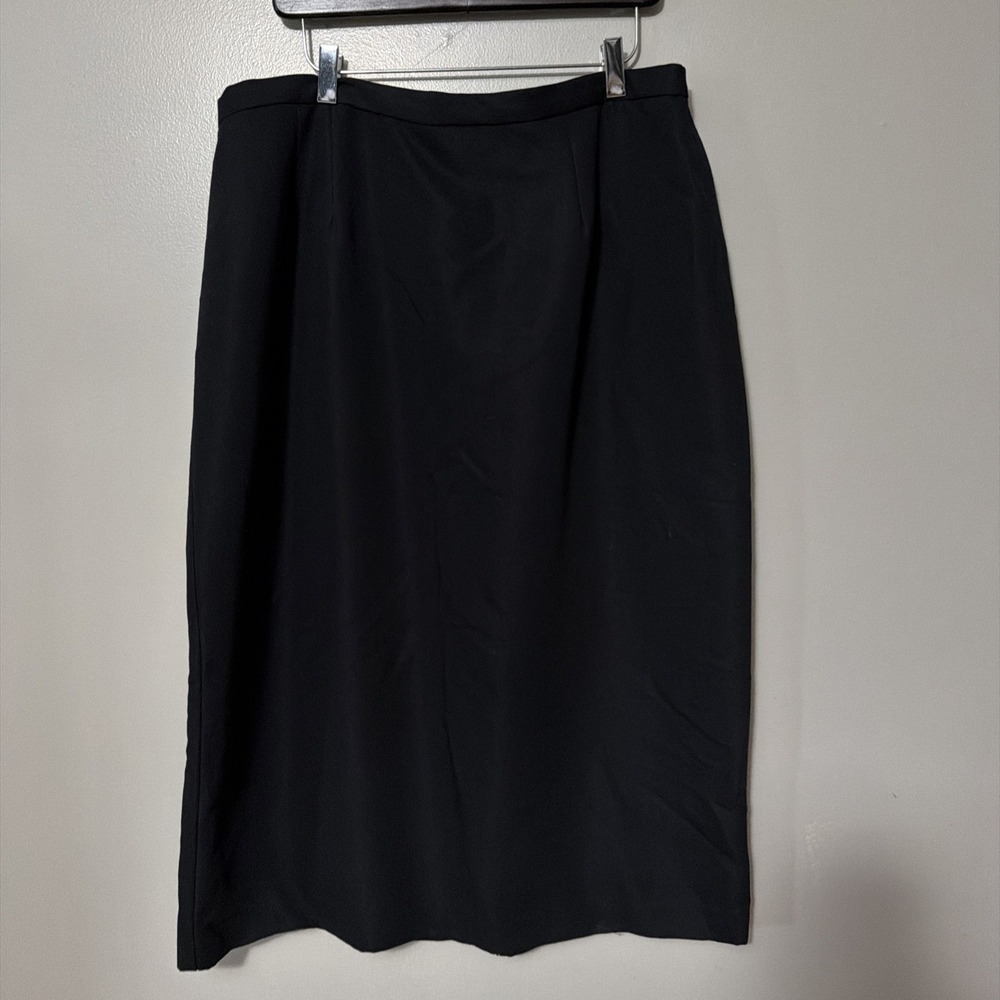 Laura Scott Woman Black Midi Pencil Skirt Sz 20W Made in USA Professional Solid